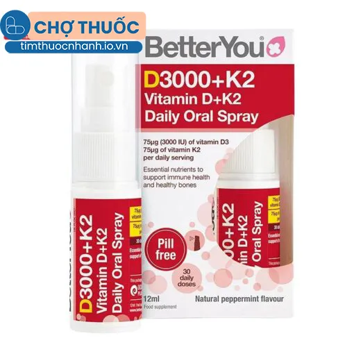 BetterYou D3000+K2 Vitamin D+K2 Daily Oral Spray