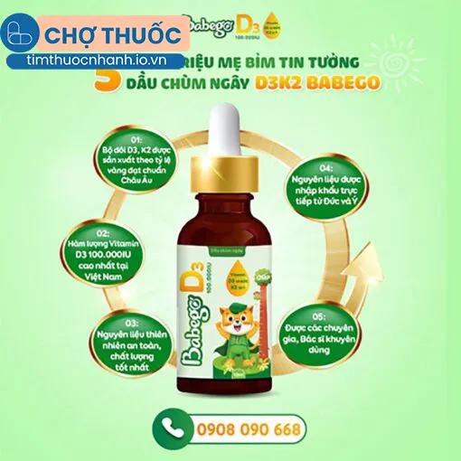 Dầu chùm ngây D3K2 Babego