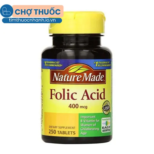 Folic Acid 400mcg Nature Made (250 viên)