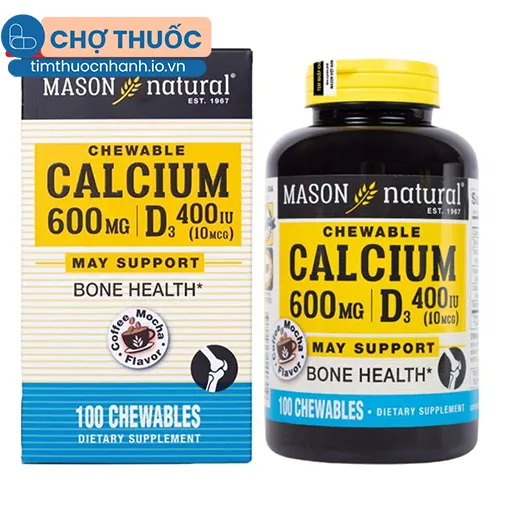 Mason Natural Chewable Calcium 600Mg + D3
