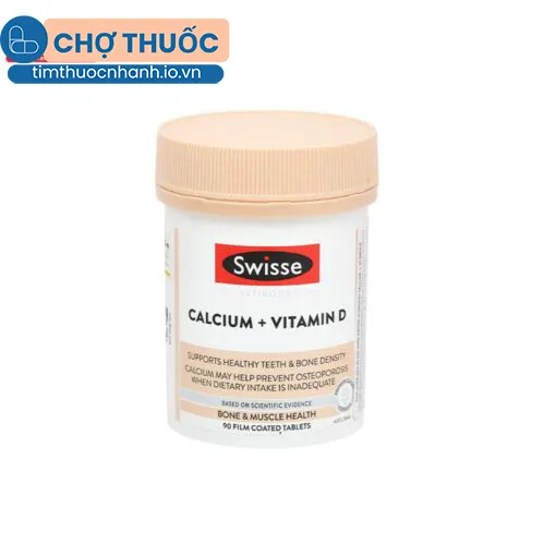 Swisse Ultiboost Calcium + Vitamin D chai 90 viên