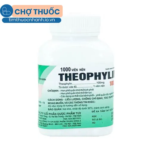 Theophylin 100mg (lọ 1000 viên) Dược TW2