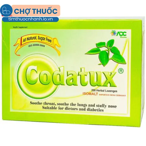 Viên Ngậm Codatux (Không đường, vỉ 2 viên)