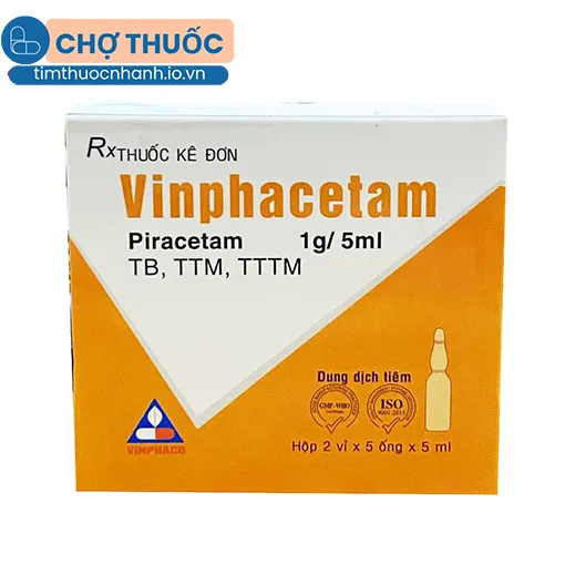 Vinphacetam 1g/5ml (Hộp 2 vỉ x 5 ống)